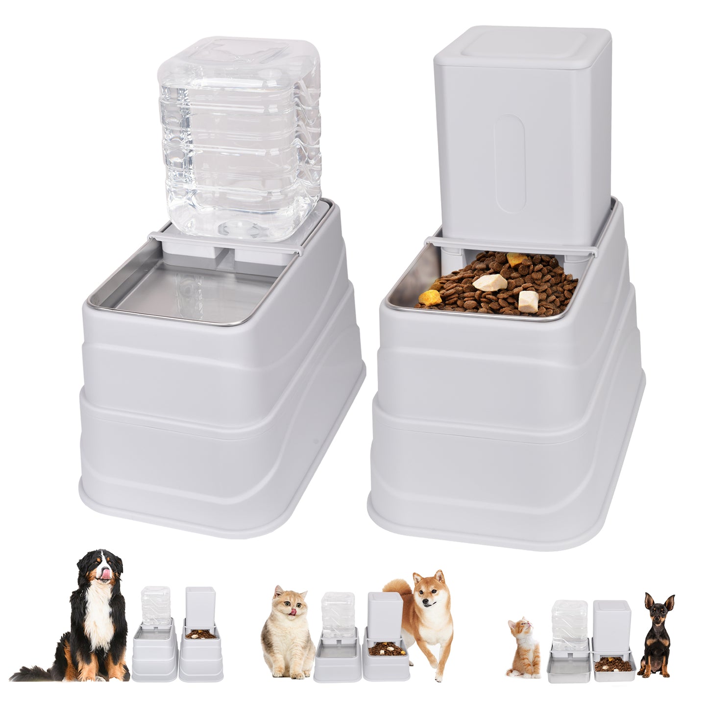 Cat Feeder and Water Dispenser Set
