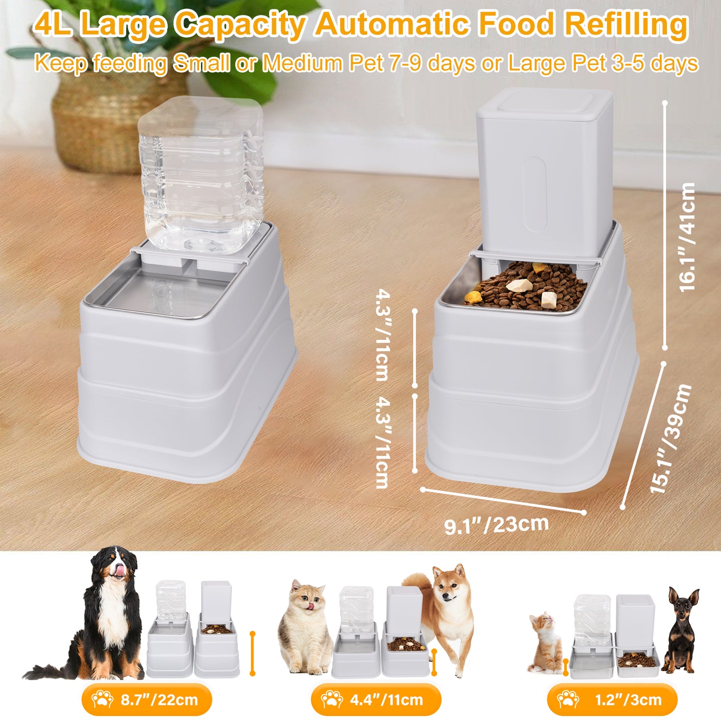 Cat Feeder and Water Dispenser Set