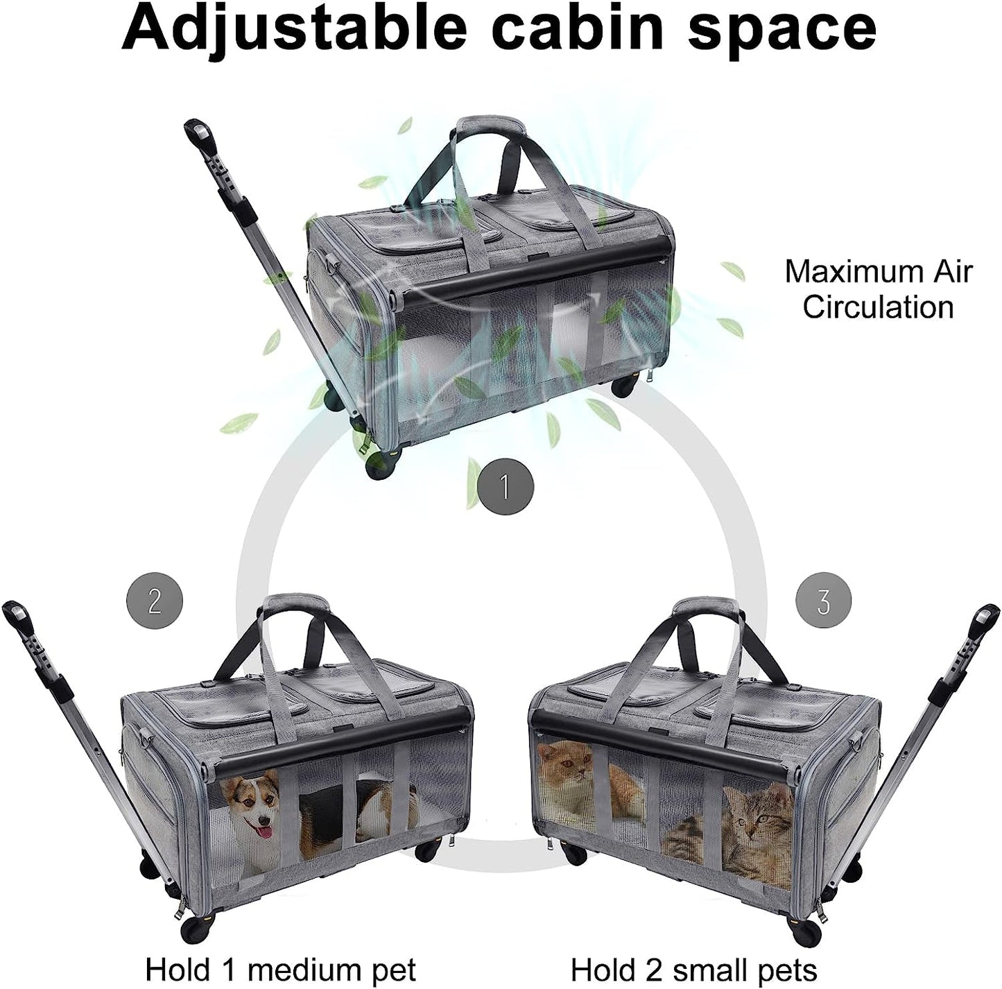 Cat Rolling Carrier For 2 Cats