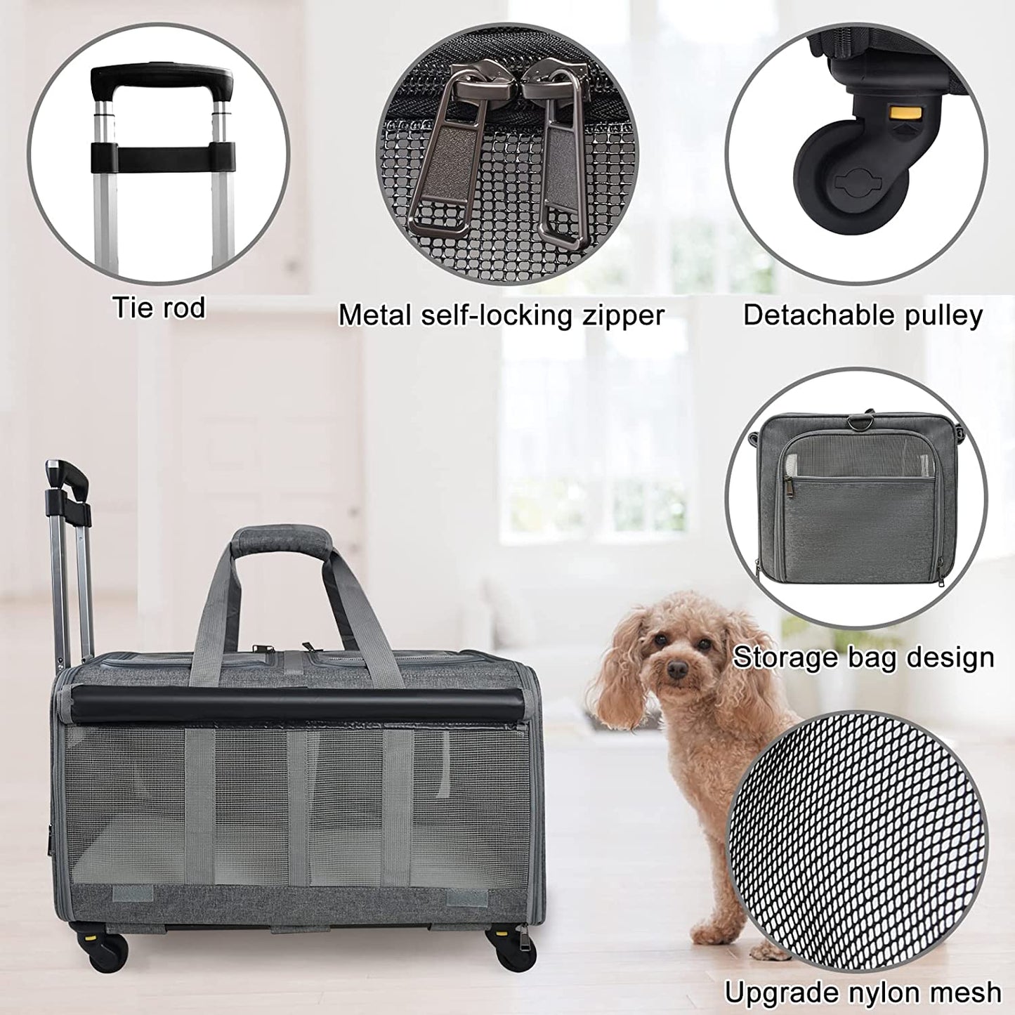 Cat Rolling Carrier For 2 Cats