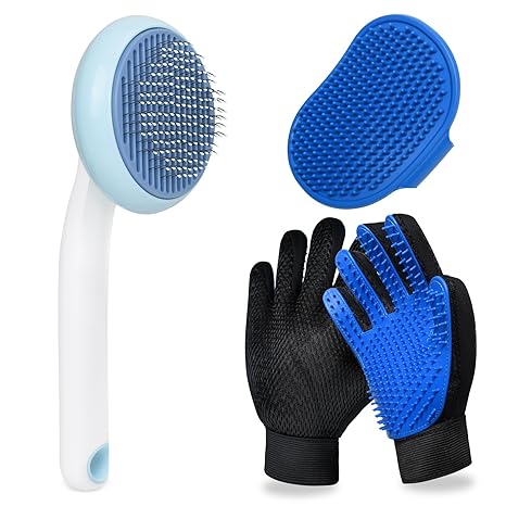 Pet grooming gloves and brushes, pet hair removal tools