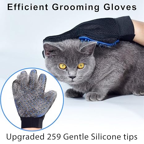 Pet grooming gloves and brushes, pet hair removal tools