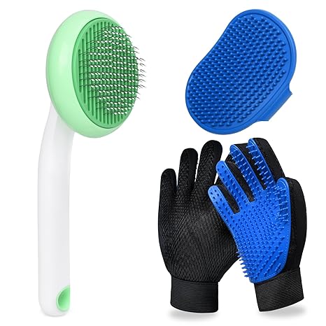 Pet grooming gloves and brushes, pet hair removal tools