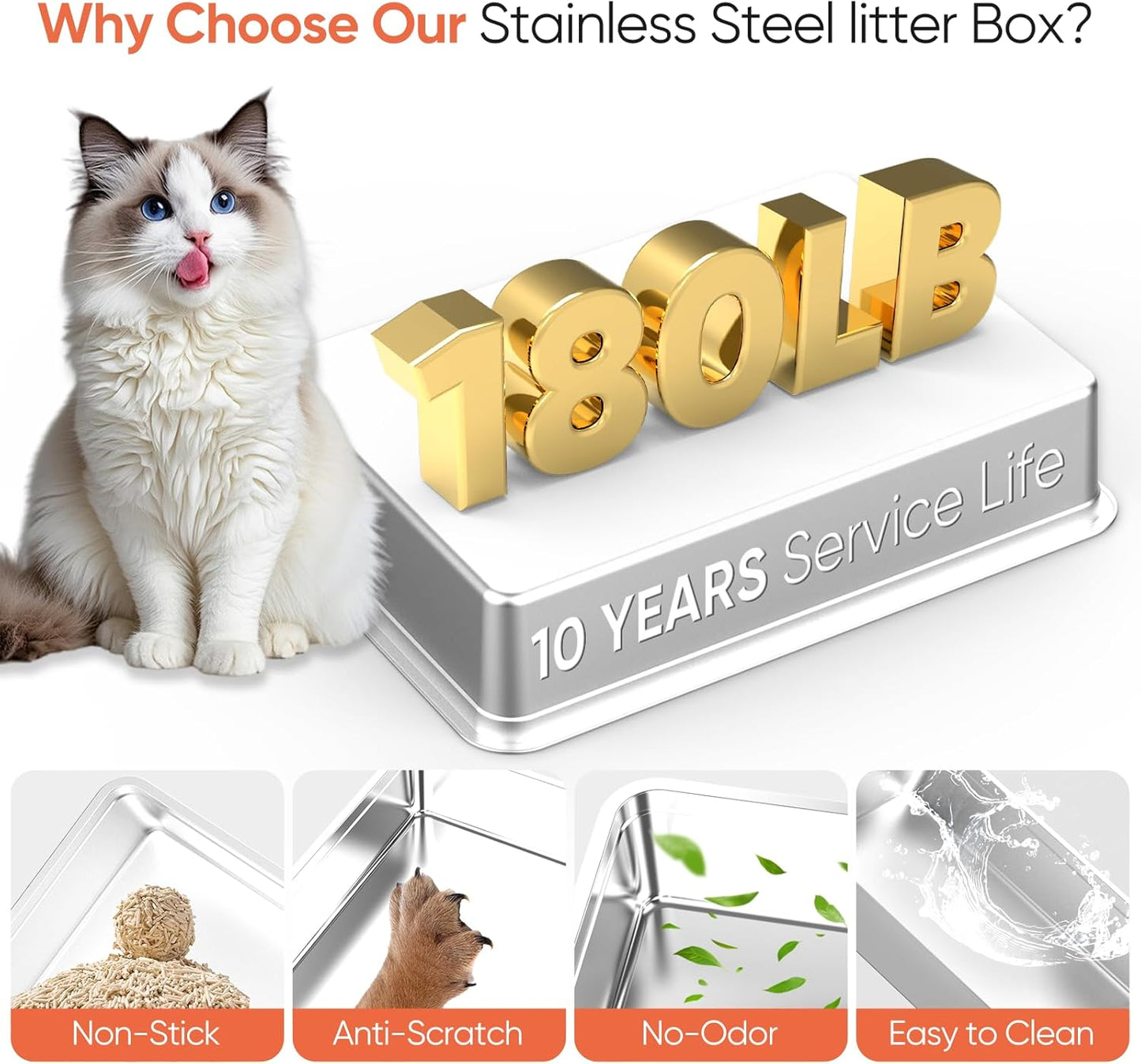Stainless steel cat litter box