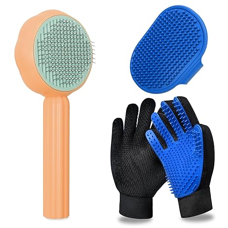 Pet grooming gloves and brushes, pet hair removal tools