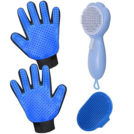Pet grooming gloves and brushes, pet hair removal tools
