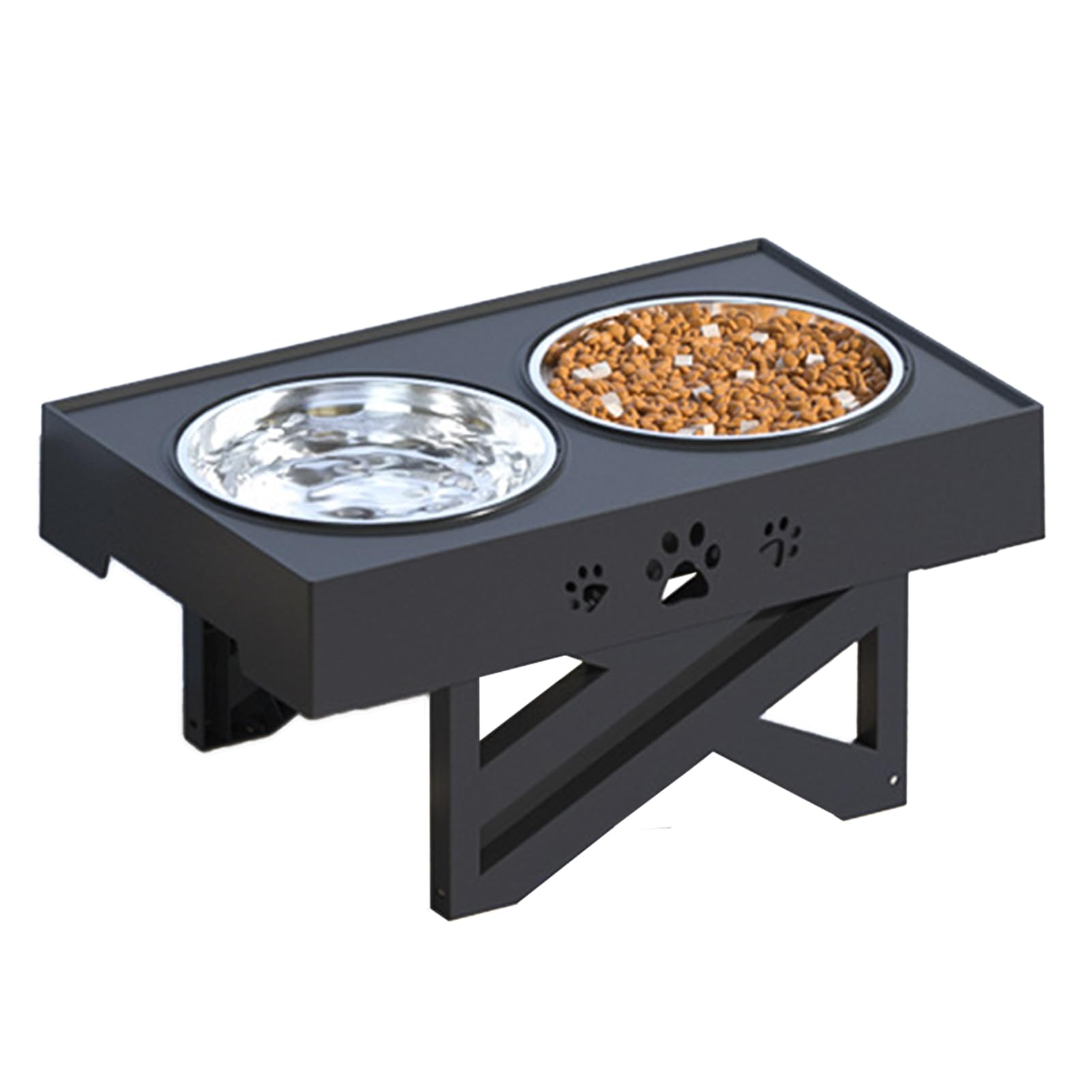 Triple-Height Adjustable Dual-Bowl Pet Feeding Table