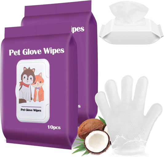 Pet Cleaning Bathing Wipe Gloves for Dogs & Cats, Nourish Coconut Scent